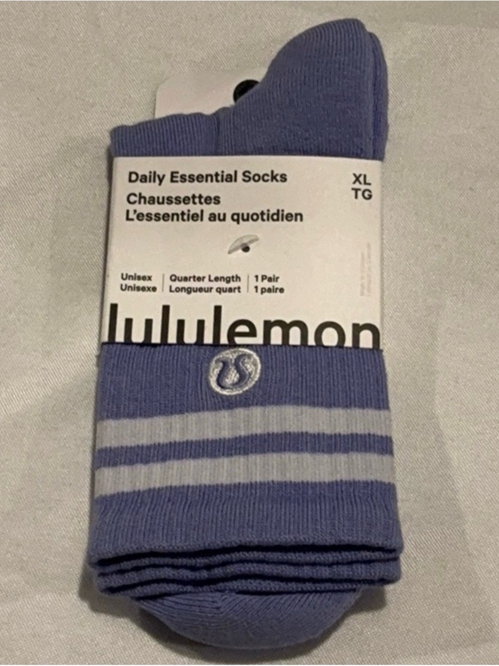 NWT lululemon athletica Daily Essential Quarter-Length Socks in dusty lilac XL
